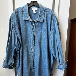 J. Jill * Embroidered Denim Shirt *100% Cotton * Size 4X *